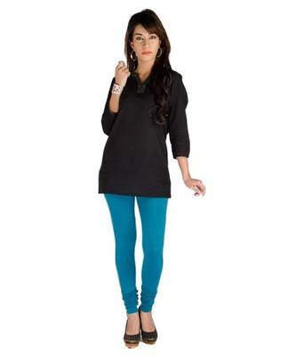 Blue cotton lycra stitched leggings 2