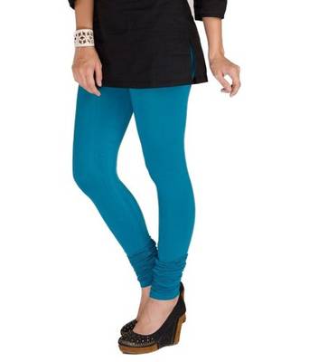 Blue cotton lycra stitched leggings 3