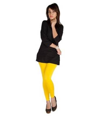 Yellow cotton lycra stitched leggings 4