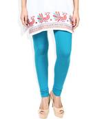 Blue cotton lycra stitched leggings