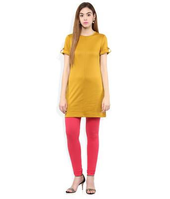 Red cotton lycra stitched leggings 2