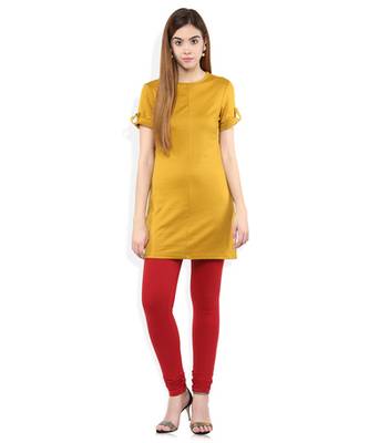 Red cotton lycra stitched leggings 2