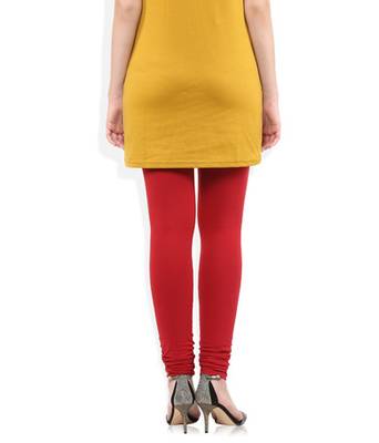 Red cotton lycra stitched leggings 4