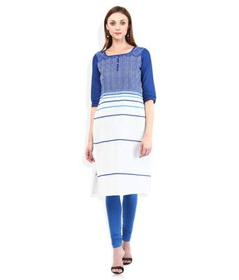 Blue cotton lycra stitched leggings 2