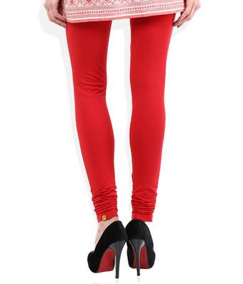 Red cotton lycra stitched leggings 4