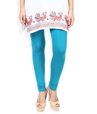 Blue cotton lycra stitched leggings 1