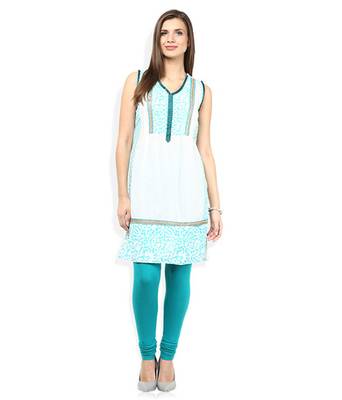 Blue cotton lycra stitched leggings 2