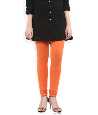 Orange cotton lycra stitched leggings 1
