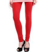Red cotton lycra stitched leggings