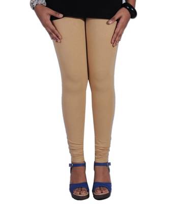 Beige cotton lycra stitched leggings 1