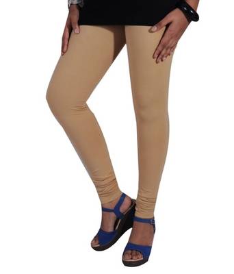 Beige cotton lycra stitched leggings 2