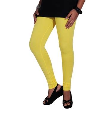 Yellow cotton lycra stitched leggings 2
