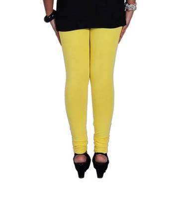 Yellow cotton lycra stitched leggings 4