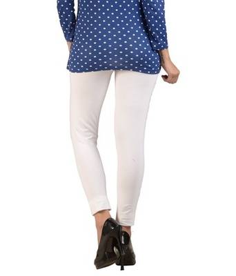White cotton lycra stitched leggings 4