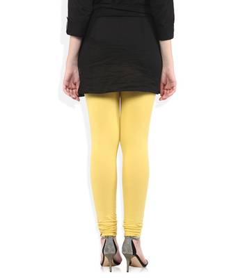 Yellow cotton lycra stitched leggings 4