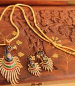 Royal Cz Meenakari Peacock Necklace Set