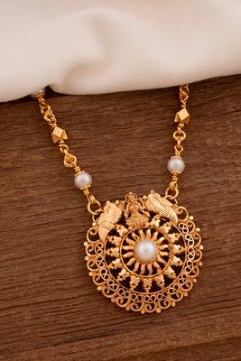Laxmi pendant pearl necklace MEDIUM length one gram gold 1