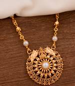 Laxmi pendant pearl necklace MEDIUM length one gram gold