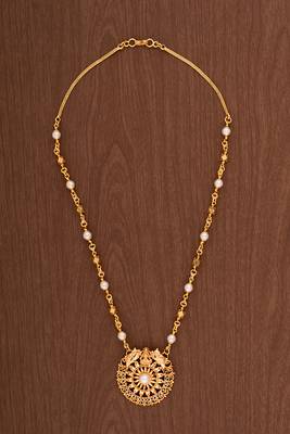 Laxmi pendant pearl necklace MEDIUM length one gram gold 2
