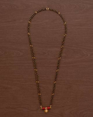 Black beads with caps mangalsutra 30" LONG double line(7+1) one gram gold 2