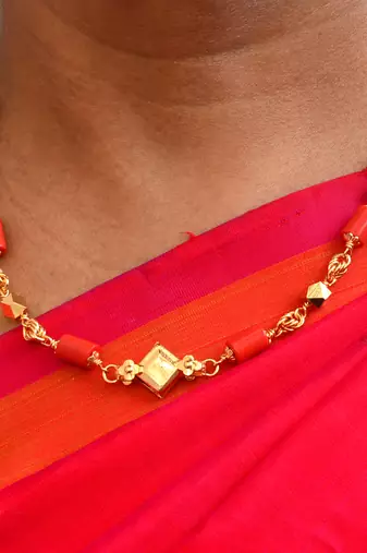 Coral mangalsutra SHORT GSB style one gram gold