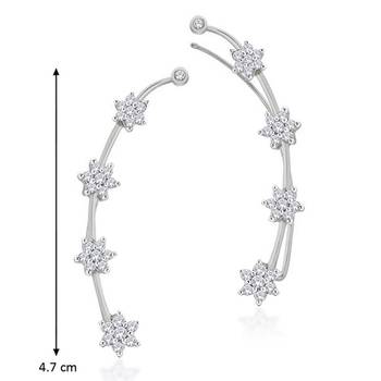White rhodium plated nakshatra flower ear cuff pair 2