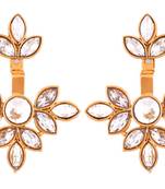 Flower antique gold plated ear cuff jacket pair for women
