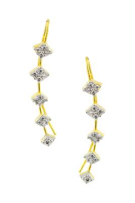 Elegant american diamond gold plated ear cuffs pair 1