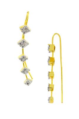 Elegant american diamond gold plated ear cuffs pair 2