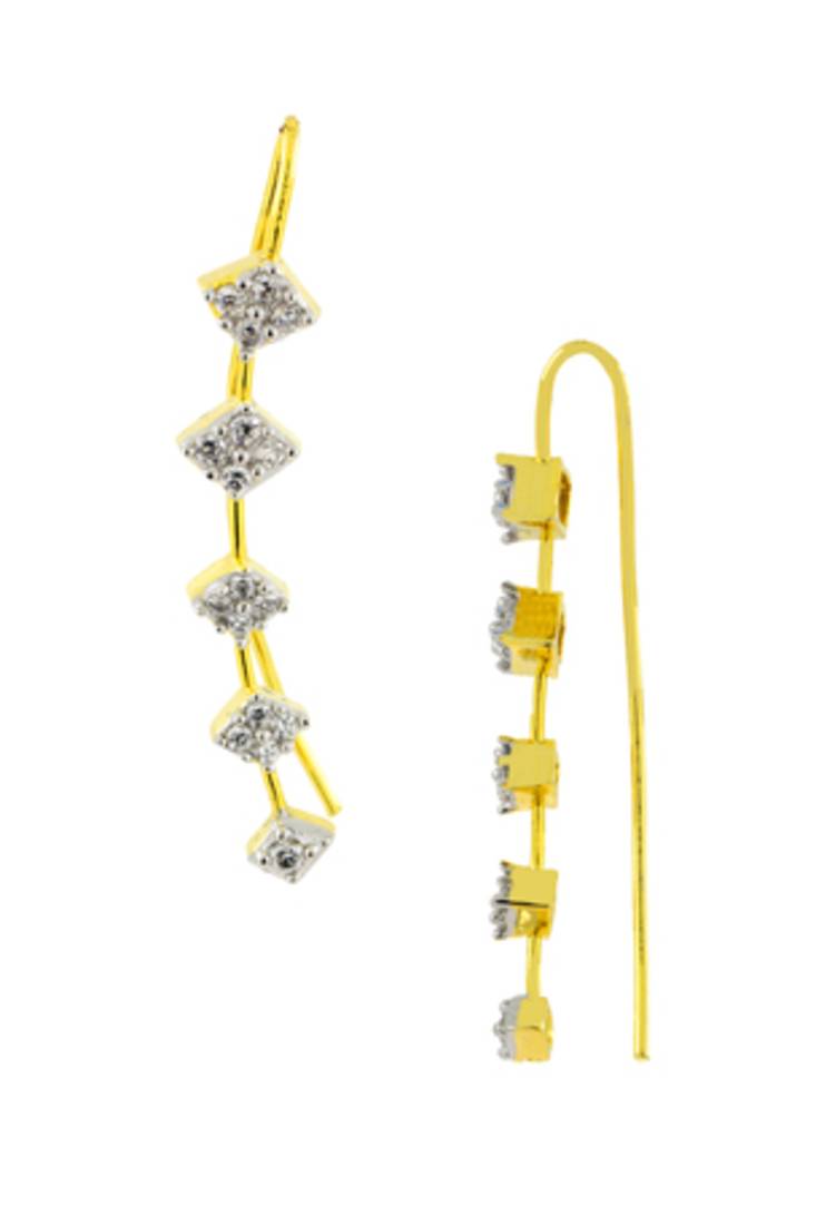 Elegant american diamond gold plated ear cuffs pair