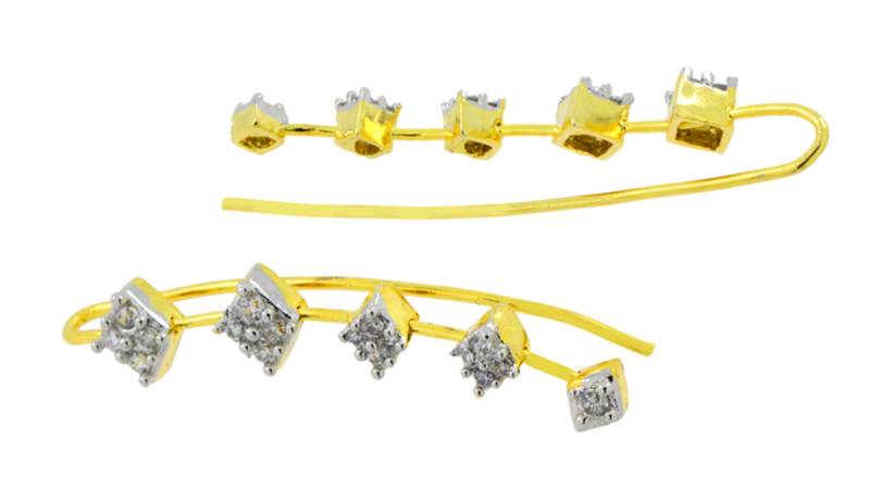 Elegant american diamond gold plated ear cuffs pair
