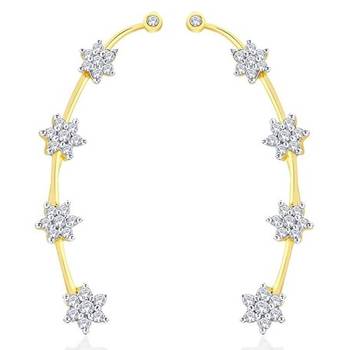 Gold plated nakshatra flower ear cuff pair 1