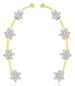 Gold plated nakshatra flower ear cuff pair