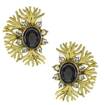 Designer filigree spinal black kundan polki pearl antique gold plated earring for women 1