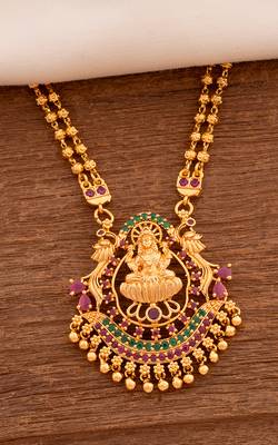 Two strand golden Laxmi pendant necklace one gram gold 1