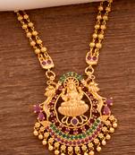 Two strand golden Laxmi pendant necklace one gram gold