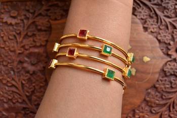 Gold stone bangles and bracelets 4