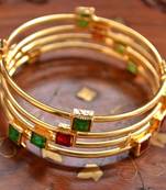 Gold stone bangles and bracelets