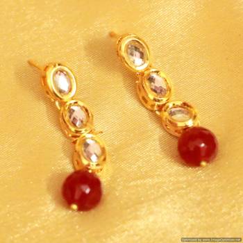 Red Onyx Single Line Kundan Necklace Set 3