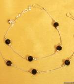Silver Look Black Beads Anklets