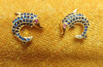 Blue Stone Fish Shape Studs 1