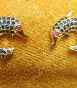 Blue Stone Fish Shape Studs