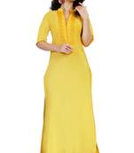 yellow crepe plain kurti
