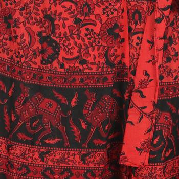 Red cotton printed wrap around free size skirt 5