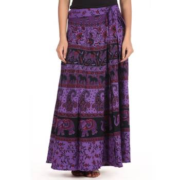 Purple cotton printed wrap around free size skirt 1