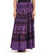 Purple cotton printed wrap around free size skirt
