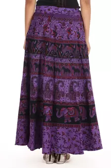 Purple cotton printed wrap around free size skirt