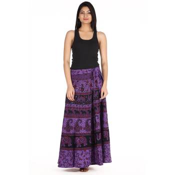 Purple cotton printed wrap around free size skirt 3