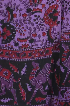 Purple cotton printed wrap around free size skirt