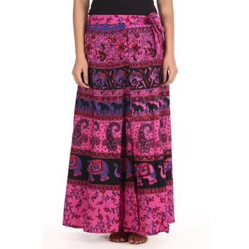 Pink cotton printed wrap around free size skirt 1